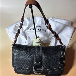 Vintage COACH Navy Blue Leather Shoulder Bag EUC - Classy & Rare!